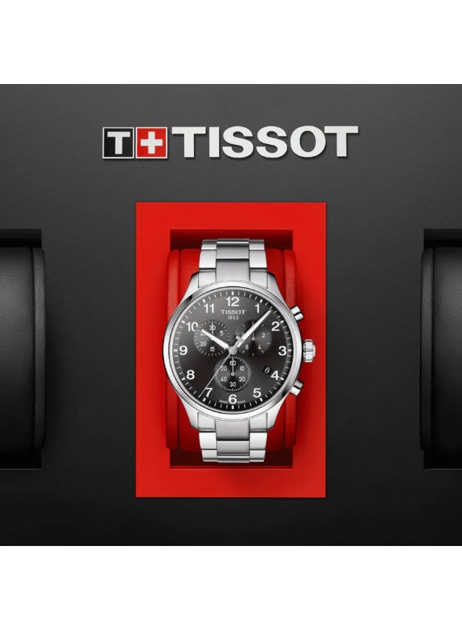 TISSOT Chrono XL Classic Grey Dial Silver Steel Strap Watch for Men T116.617.11.057.01 - Image 5